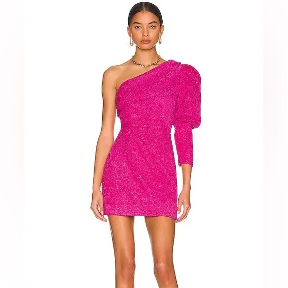 Majorelle Penelope Fuchsia One Shoulder Dress Size L